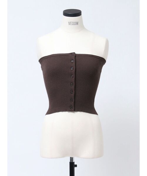 VEQUM(VEQUM)の「【VEQUM】RIB BUTTON BARE TOP(チューブトップ・レディース・ブラウン/グレー・FREE)」の3枚目の写真