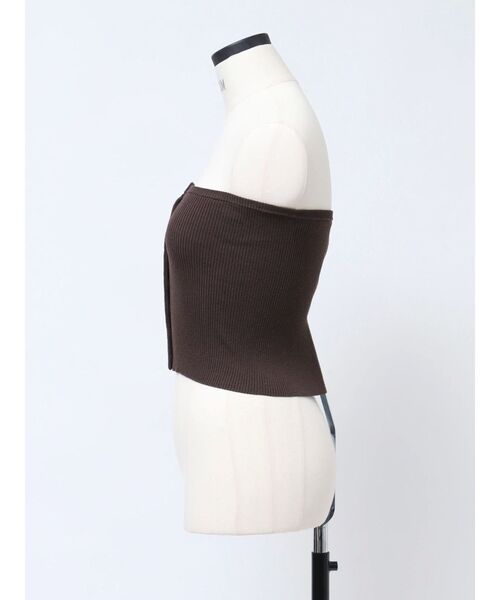 VEQUM(VEQUM)の「【VEQUM】RIB BUTTON BARE TOP(チューブトップ・レディース・ブラウン/グレー・FREE)」の4枚目の写真