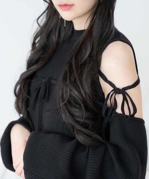 DearMyLoveMillor(ディアマイラブミラー)の「リュバンニットアンサンブル(ワンピース・レディース・ブラック・M-L/L~LL/LL~3L)」の8枚目の写真
