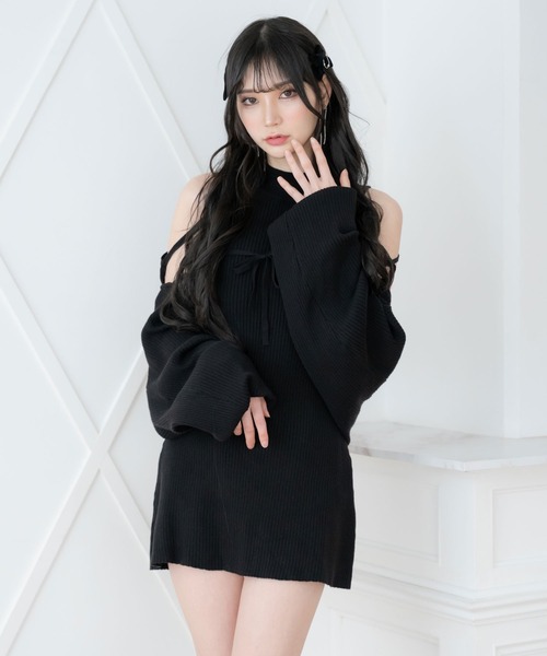 DearMyLoveMillor(ディアマイラブミラー)の「リュバンニットアンサンブル(ワンピース・レディース・ブラック・M-L/L~LL/LL~3L)」の4枚目の写真