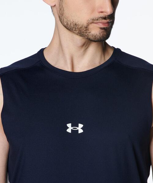 UNDER ARMOUR(アンダーアーマー)の「【使用禁止】UAヒートギア コンフォート フィッティド スリーブレス クルーネック シャツ(ベースボール/メンズ)(Tシャツ/カットソー・メンズ・ネイビー・XL/L/S/M/XXL)」の4枚目の写真