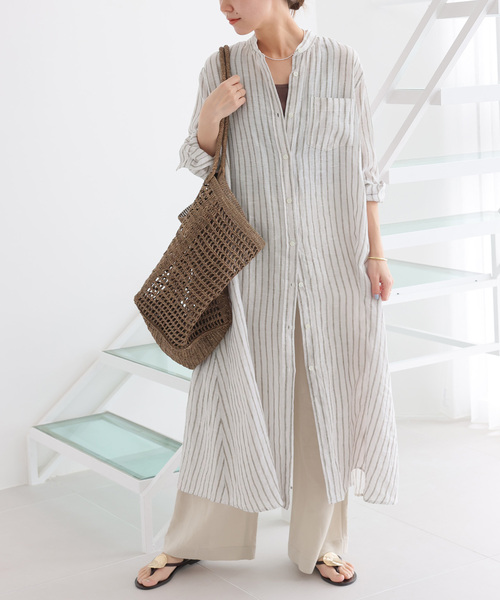 JOURNAL STANDARD relume（ジャーナルスタンダード　レリューム）の「No.66フレンチリネンフレアワンピース（ワンピース・レディース・カーキ/ライトグレー/ブラウン/ネイビー・FREE）」の19枚目の写真