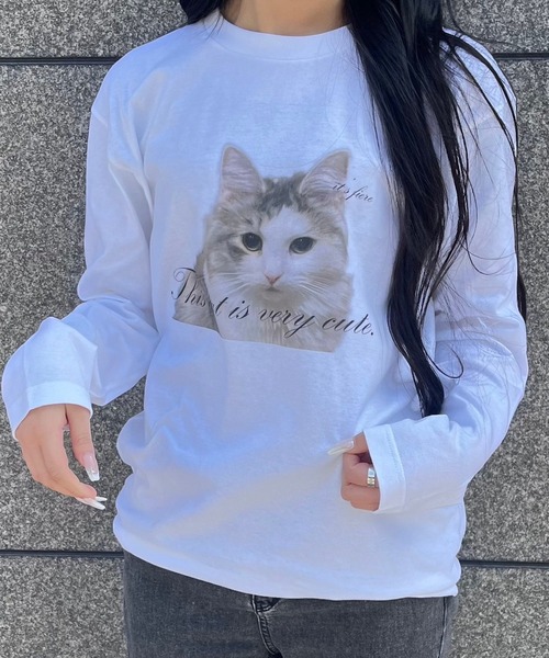 fiere（フィエール）の「子猫プリントロンT（Tシャツ/カットソー・レディース・ホワイト・M/L）」の4枚目の写真