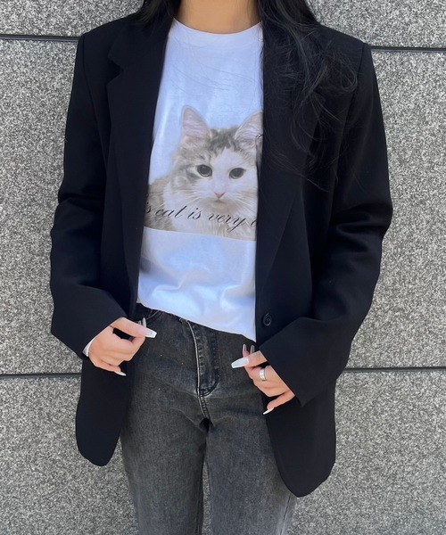 fiere（フィエール）の「子猫プリントロンT（Tシャツ/カットソー・レディース・ホワイト・M/L）」の5枚目の写真