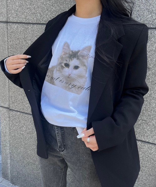 fiere（フィエール）の「子猫プリントロンT（Tシャツ/カットソー・レディース・ホワイト・M/L）」の7枚目の写真