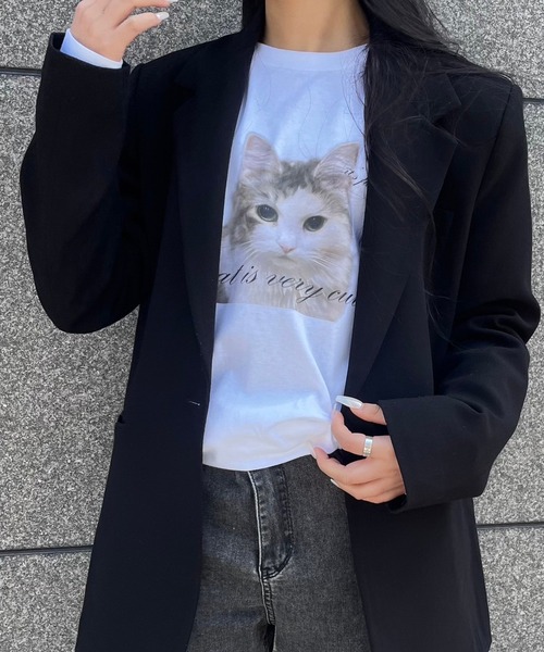 fiere（フィエール）の「子猫プリントロンT（Tシャツ/カットソー・レディース・ホワイト・M/L）」の8枚目の写真