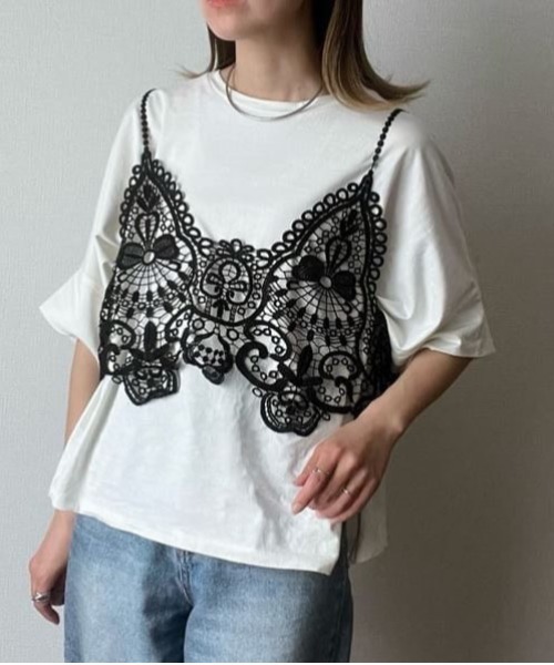 each(イーチ)の「レースキャミビスチェ(キャミソール・レディース・ブラック・FREE)」の6枚目の写真