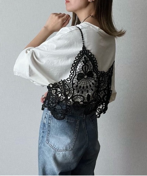 each(イーチ)の「レースキャミビスチェ(キャミソール・レディース・ブラック・FREE)」の4枚目の写真