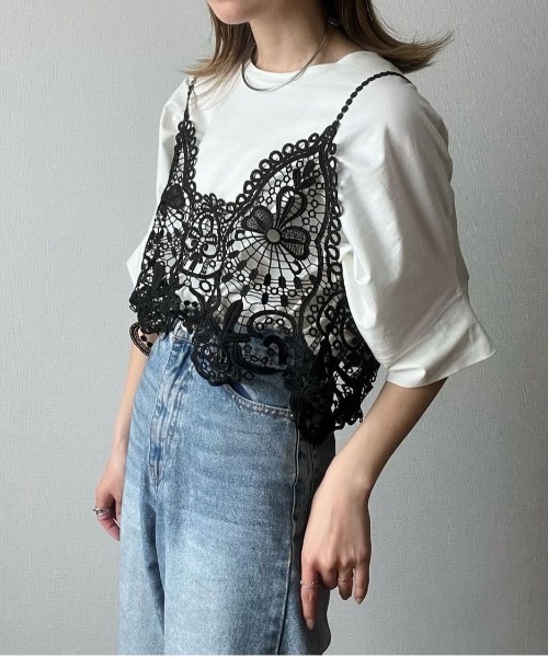 each(イーチ)の「レースキャミビスチェ(キャミソール・レディース・ブラック・FREE)」の5枚目の写真