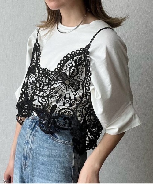 each(イーチ)の「レースキャミビスチェ(キャミソール・レディース・ブラック・FREE)」の12枚目の写真