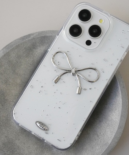 Jelly moo / ジェリームー 】 ワンポイント シルバーリボン iPhone