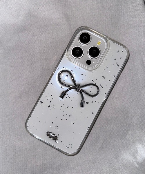 Jelly moo / ジェリームー 】 ワンポイント シルバーリボン iPhone
