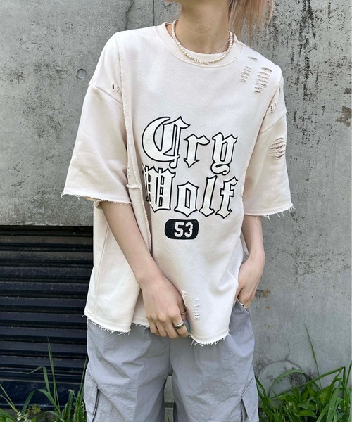 セール】ロックステッチダメージTシャツ（Tシャツ/カットソー