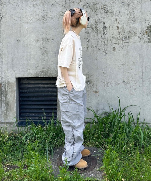 sedacle(セダクル)の「ロックステッチダメージTシャツ(Tシャツ/カットソー・レディース・アイボリー/チャコールグレー/ブルー・SMALL/MEDIUM/LARGE)」の8枚目の写真