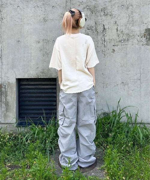 sedacle(セダクル)の「ロックステッチダメージTシャツ(Tシャツ/カットソー・レディース・アイボリー/チャコールグレー/ブルー・SMALL/MEDIUM/LARGE)」の9枚目の写真