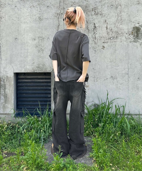 sedacle(セダクル)の「ロックステッチダメージTシャツ(Tシャツ/カットソー・レディース・アイボリー/チャコールグレー/ブルー・SMALL/MEDIUM/LARGE)」の15枚目の写真