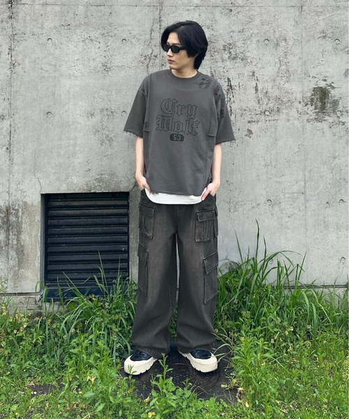 sedacle(セダクル)の「ロックステッチダメージTシャツ(Tシャツ/カットソー・レディース・アイボリー/チャコールグレー/ブルー・SMALL/MEDIUM/LARGE)」の17枚目の写真