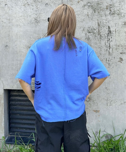 sedacle(セダクル)の「ロックステッチダメージTシャツ(Tシャツ/カットソー・レディース・アイボリー/チャコールグレー/ブルー・SMALL/MEDIUM/LARGE)」の20枚目の写真