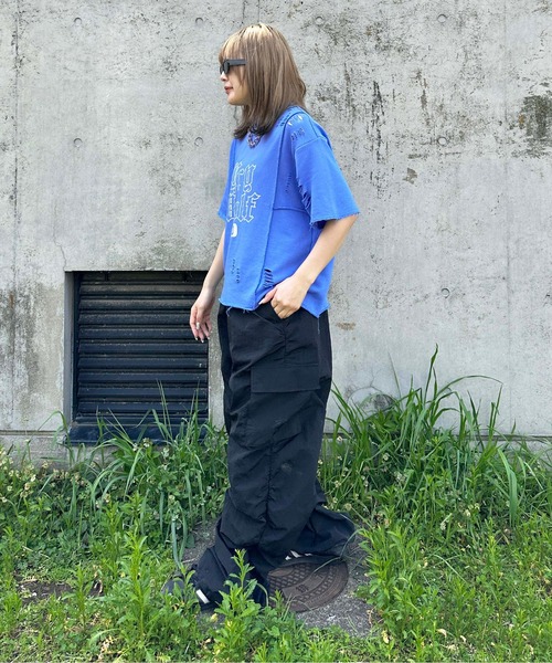sedacle(セダクル)の「ロックステッチダメージTシャツ(Tシャツ/カットソー・レディース・アイボリー/チャコールグレー/ブルー・SMALL/MEDIUM/LARGE)」の22枚目の写真