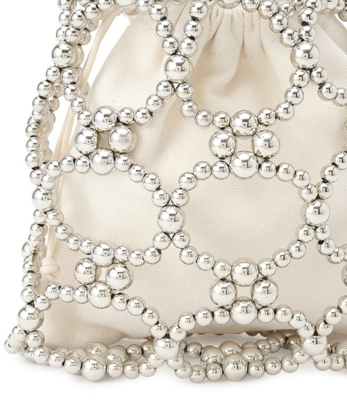 VIS（ビス）の「巾着付きビーズバッグ（ハンドバッグ・レディース・シルバー/キナリ・FREE）」の15枚目の写真