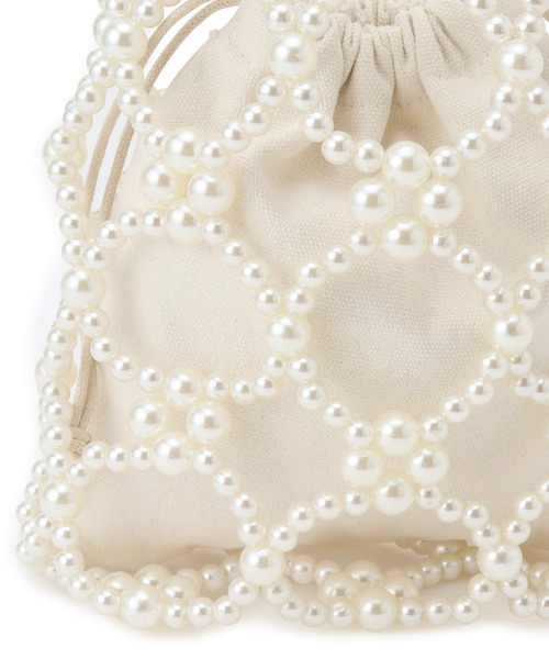 VIS（ビス）の「巾着付きビーズバッグ（ハンドバッグ・レディース・シルバー/キナリ・FREE）」の21枚目の写真