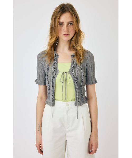 MOUSSY(マウジー)の「FRILL STRIPED カーディガン(カーディガン/ボレロ・レディース・ライトピンク/ライトブルー/グレー・FREE)」の15枚目の写真