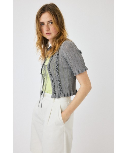 MOUSSY(マウジー)の「FRILL STRIPED カーディガン(カーディガン/ボレロ・レディース・ライトピンク/ライトブルー/グレー・FREE)」の11枚目の写真