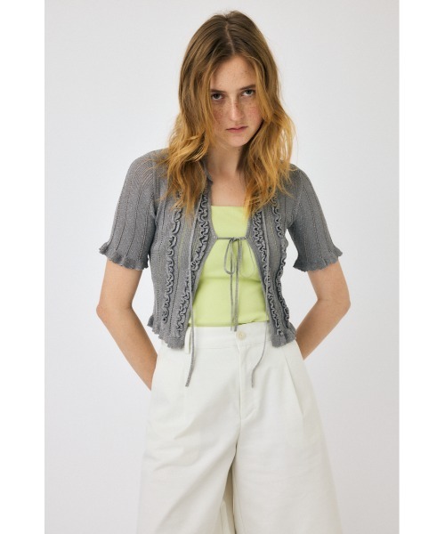 MOUSSY(マウジー)の「FRILL STRIPED カーディガン(カーディガン/ボレロ・レディース・ライトピンク/ライトブルー/グレー・FREE)」の10枚目の写真