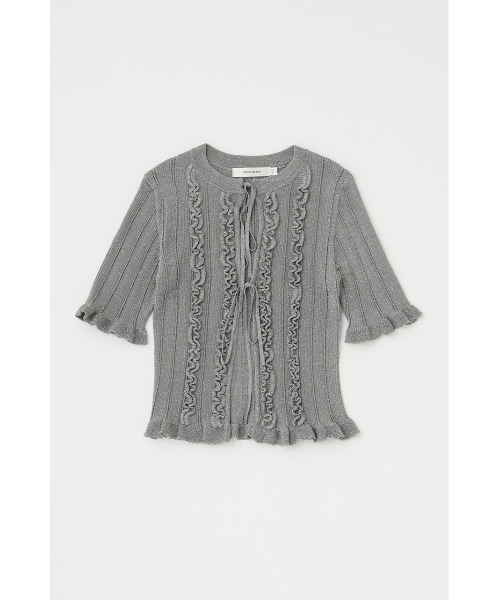 MOUSSY(マウジー)の「FRILL STRIPED カーディガン(カーディガン/ボレロ・レディース・ライトピンク/ライトブルー/グレー・FREE)」の9枚目の写真