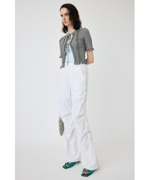 MOUSSY(マウジー)の「FRILL STRIPED カーディガン(カーディガン/ボレロ・レディース・ライトピンク/ライトブルー/グレー・FREE)」の7枚目の写真