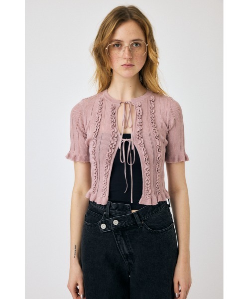 MOUSSY(マウジー)の「FRILL STRIPED カーディガン(カーディガン/ボレロ・レディース・ライトピンク/ライトブルー/グレー・FREE)」の18枚目の写真