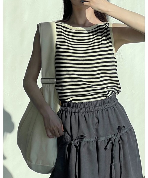 3.3 Field Trip （3.3フィールドトリップ）の「3.3 Field Trip／ボーダーノンスリーブ（Tシャツ/カットソー・レディース・ライトベージュ・FREE）」の8枚目の写真