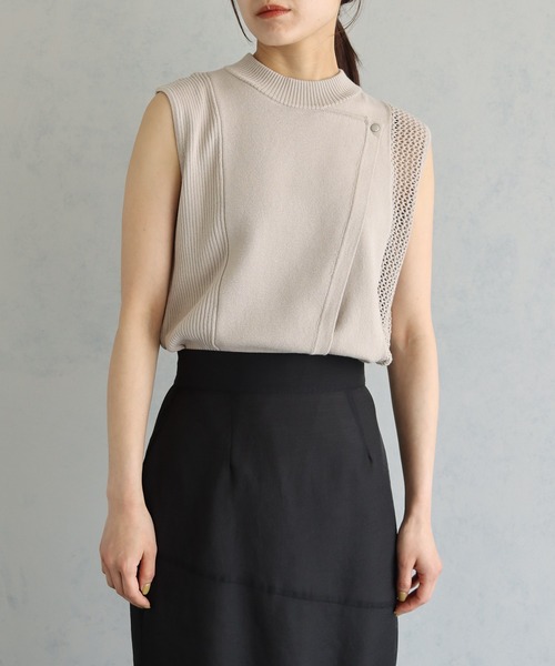 &g'aime(アンジェム)の「【&g’aime】レイヤードデザインミックスニットトップス(ニット/セーター・レディース・ホワイト/ブラック/グレイッシュベージュ/チャコールグレー・FREE)」の22枚目の写真