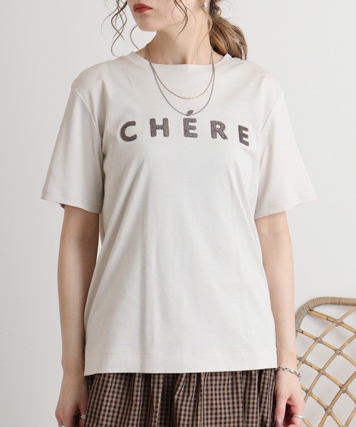 tシャツ Eglantine ローズペトール加工　パイルロゴTシャツ レディース EGLANTINE tシャツ Eglantine ローズペトール加工 パイルロゴT