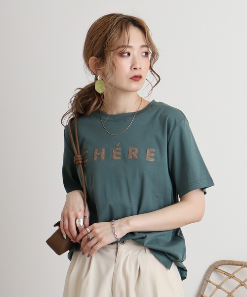 セール】Eglantine ローズペトール加工 パイルロゴTシャツ（T