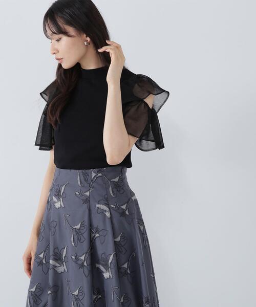NATURAL BEAUTY BASIC(ナチュラルビューティーベーシック)の「◇ラッフルシアースリーブニット(ニット/セーター・レディース・オレンジ/ブラック/ブルー/オフホワイト・FREE)」の7枚目の写真