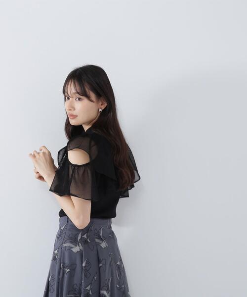NATURAL BEAUTY BASIC(ナチュラルビューティーベーシック)の「◇ラッフルシアースリーブニット(ニット/セーター・レディース・オレンジ/ブラック/ブルー/オフホワイト・FREE)」の9枚目の写真