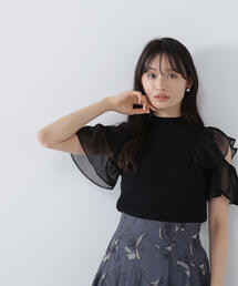 NATURAL BEAUTY BASIC | ◇ラッフルシアースリーブニット(ニット/セーター)
