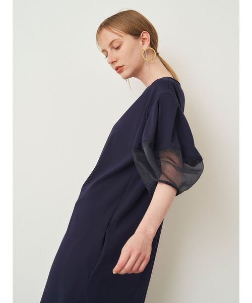 ❤︎MSSM様 美品　エレンディーク　ブラック　半袖ワンピース　　　洗濯OK ❤︎ セール】ハーフオーガンザスリーブカットソーワンピース