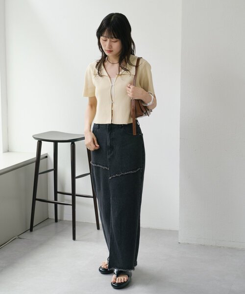 Kastane（カスタネ）の「【2WAY】ダメージポロニット（ポロシャツ・レディース・アイボリー/ブルー/レッド・FREE）」の22枚目の写真