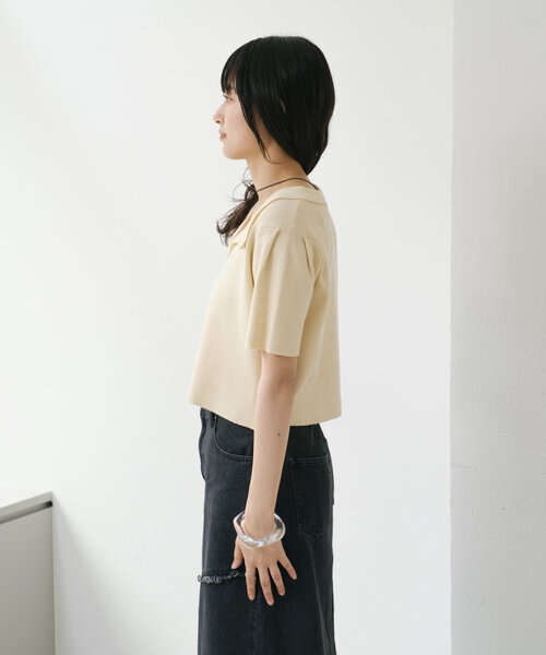 Kastane（カスタネ）の「【2WAY】ダメージポロニット（ポロシャツ・レディース・アイボリー/ブルー/レッド・FREE）」の19枚目の写真