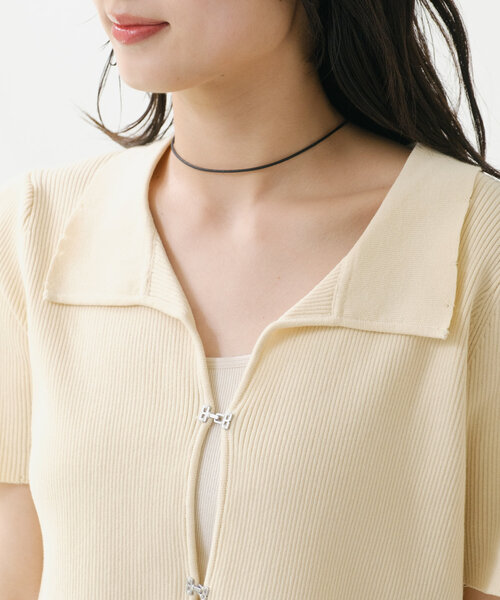 Kastane（カスタネ）の「【2WAY】ダメージポロニット（ポロシャツ・レディース・アイボリー/ブルー/レッド・FREE）」の15枚目の写真