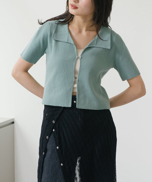 Kastane（カスタネ）の「【2WAY】ダメージポロニット（ポロシャツ・レディース・アイボリー/ブルー/レッド・FREE）」の10枚目の写真