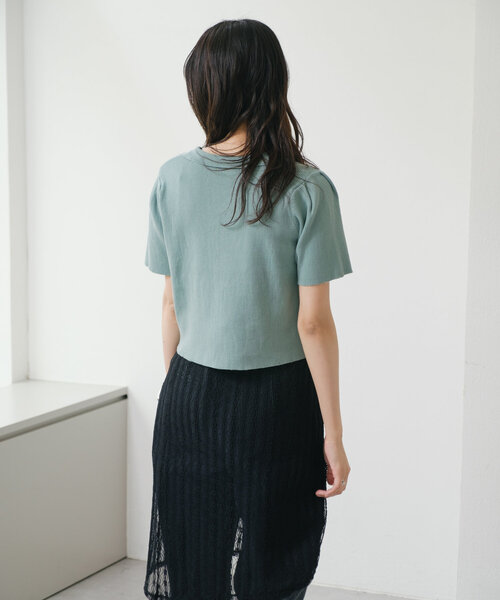 Kastane（カスタネ）の「【2WAY】ダメージポロニット（ポロシャツ・レディース・アイボリー/ブルー/レッド・FREE）」の7枚目の写真