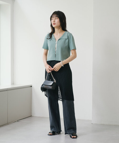 Kastane（カスタネ）の「【2WAY】ダメージポロニット（ポロシャツ・レディース・アイボリー/ブルー/レッド・FREE）」の6枚目の写真