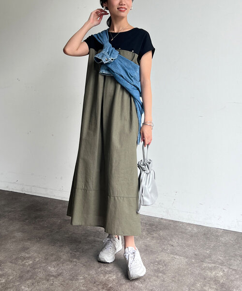 Chez toi（シェトワ）の「カット×綿麻切替ワンピース（ワンピース・レディース・ブラウン/ブラック/カーキ・FREE）」の16枚目の写真