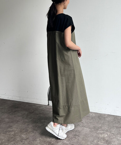 Chez toi（シェトワ）の「カット×綿麻切替ワンピース（ワンピース・レディース・ブラウン/ブラック/カーキ・FREE）」の20枚目の写真