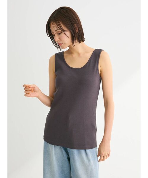 Green　Parks（グリーンパークス）の「BEST PRICE 2WAYリブタンクトップ（タンクトップ・レディース・チャコールグレー/ブラック/ホワイト/ホワイト系その他2・FREE）」の7枚目の写真