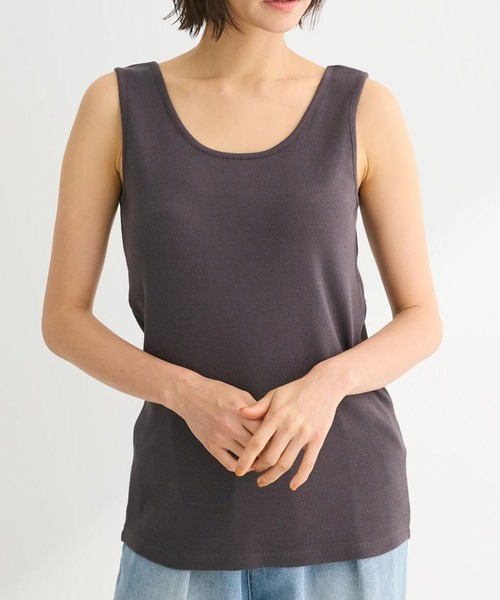 Green　Parks（グリーンパークス）の「BEST PRICE 2WAYリブタンクトップ（タンクトップ・レディース・チャコールグレー/ブラック/ホワイト/ホワイト系その他2・FREE）」の2枚目の写真