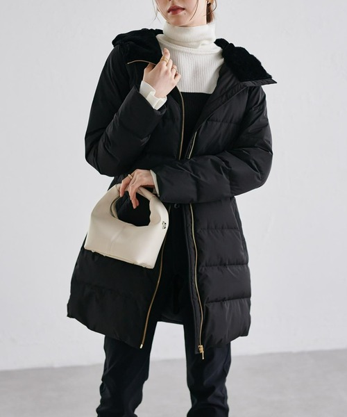 セール】ウエストベルト付きファーフードロングダウンコート（ダウン